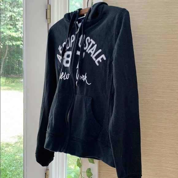 Aeropostale Black Sweatshirt, Black Front Zip Hoodie, Athleisure, Sportswear - Picture 6 of 9